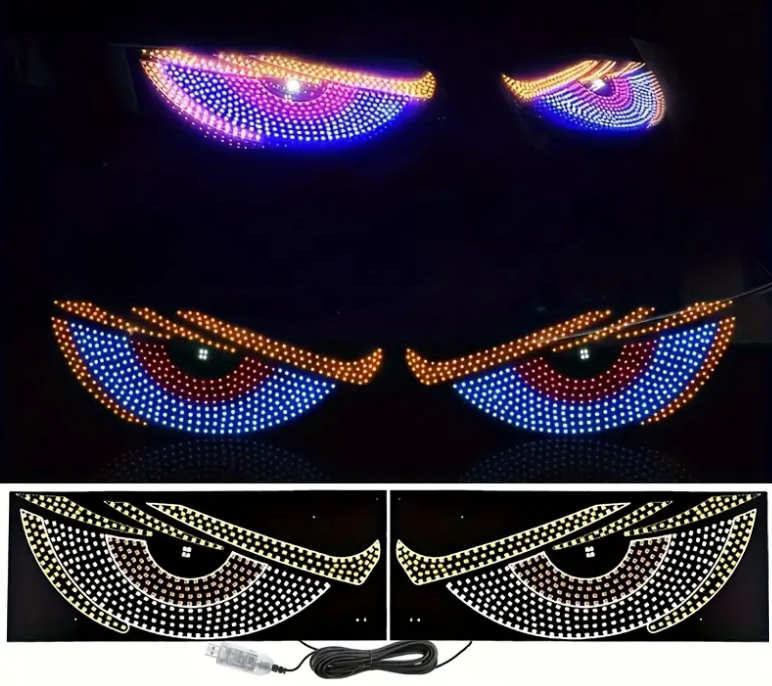 Lumini LED Devil’s Eye Auto – USB, Roșu Albastru Portocaliu, Lumini Ambientale pentru Mașină și Camion [2]