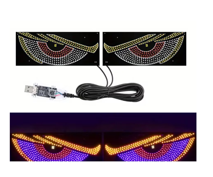 Lumini LED Devil’s Eye Auto – USB, Roșu Albastru Portocaliu, Lumini Ambientale pentru Mașină și Camion [1]
