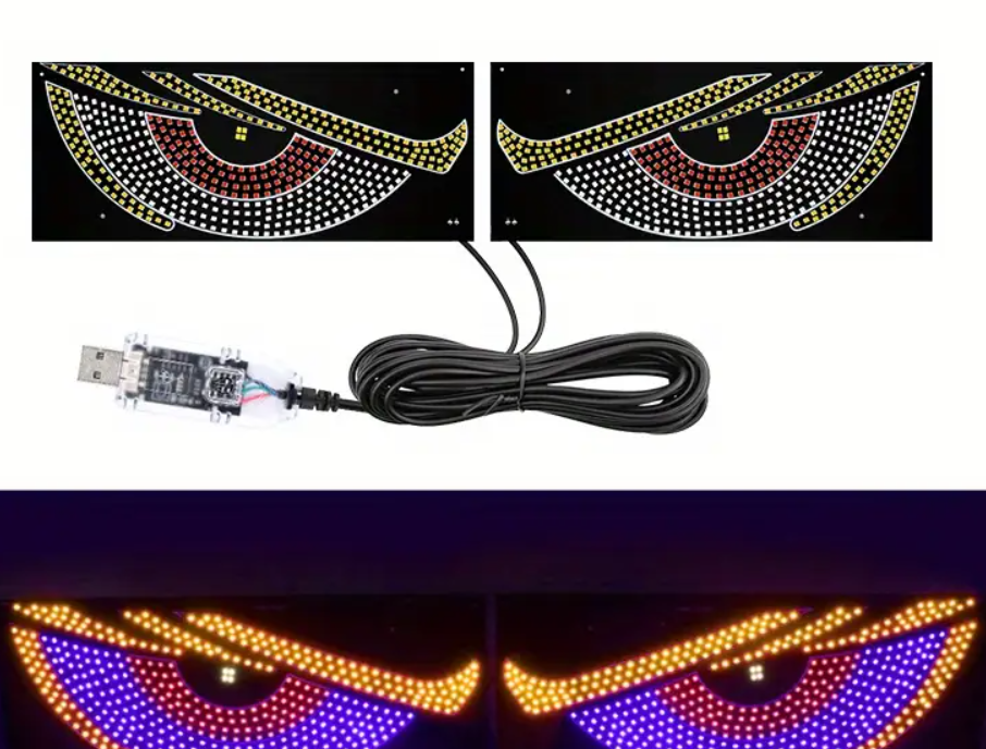 Lumini LED Devil’s Eye Auto – USB, Roșu Albastru Portocaliu, Lumini Ambientale pentru Mașină și Camion [4]