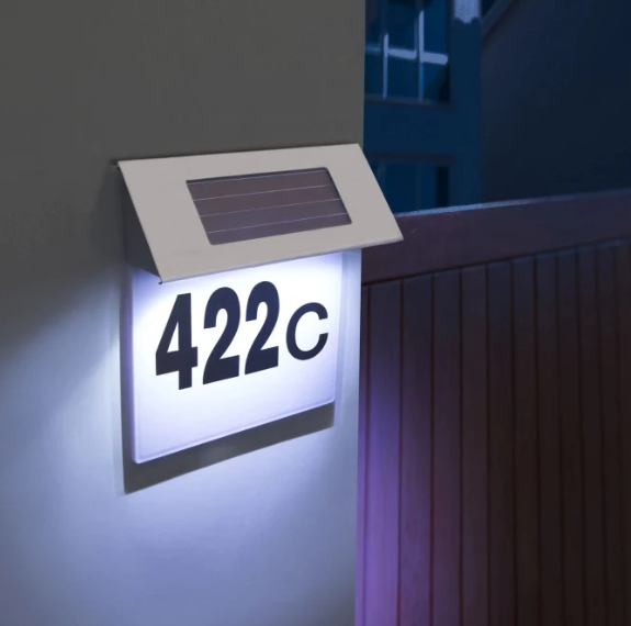 Numar de casa din inox, cu iluminare LED si alimentare solara [2]