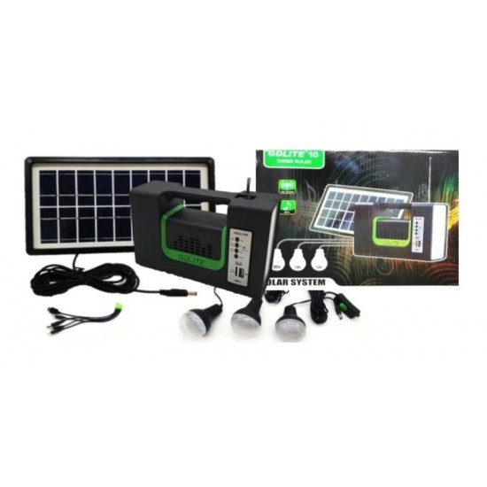 Kit solar iluminare GD-Lite 10 cu 3 becuri LED, port USB incarcare dispozitive, MP3 Player, Radio FM [2]