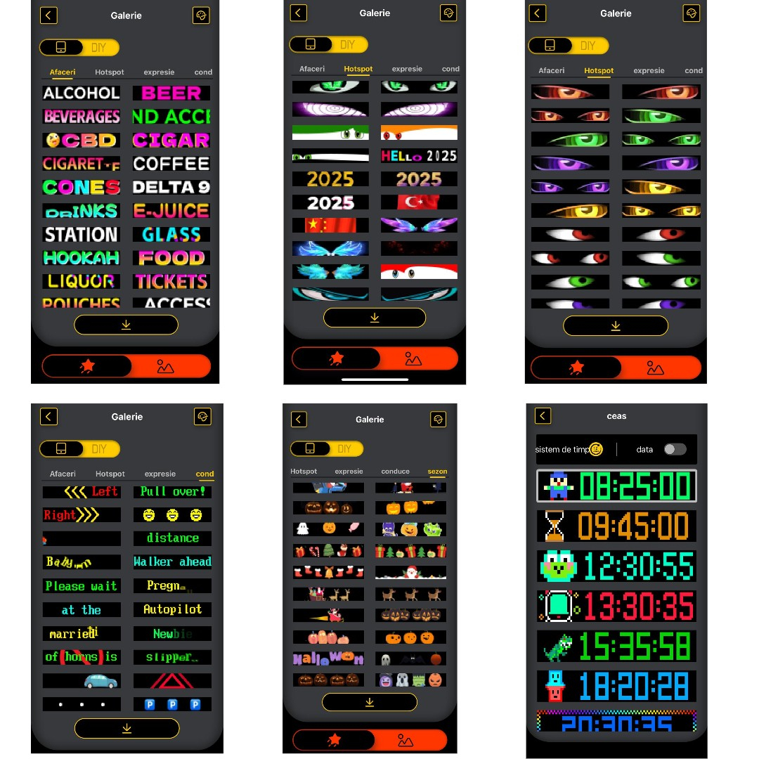 Panou afisaj Matrix LED BZRSH, flexibil, display RGB, 595x120 mm, devil eyes, ochi camion, ceas, mesaje personalizate, control aplicatie si telecomanda, conectare USB [9]