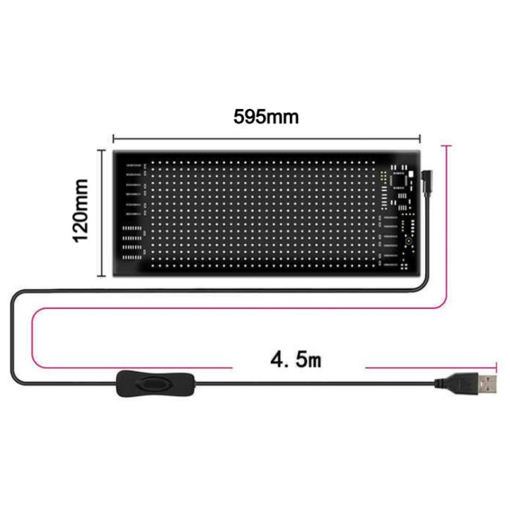 Panou afisaj Matrix LED BZRSH, flexibil, display RGB, 595x120 mm, devil eyes, ochi camion, ceas, mesaje personalizate, control aplicatie si telecomanda, conectare USB [8]