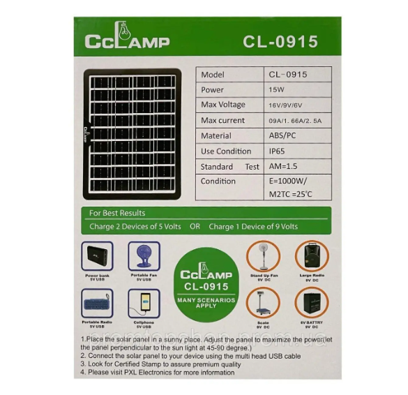 Panou solar portabil, 15W; Cablu USB cu 5 atașamente [3]