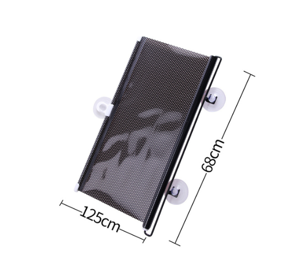 Parasolar auto cu ventuze, retractabil, negru, 68 cm x 125 cm, pentru parbriz sau geamuri laterale [3]