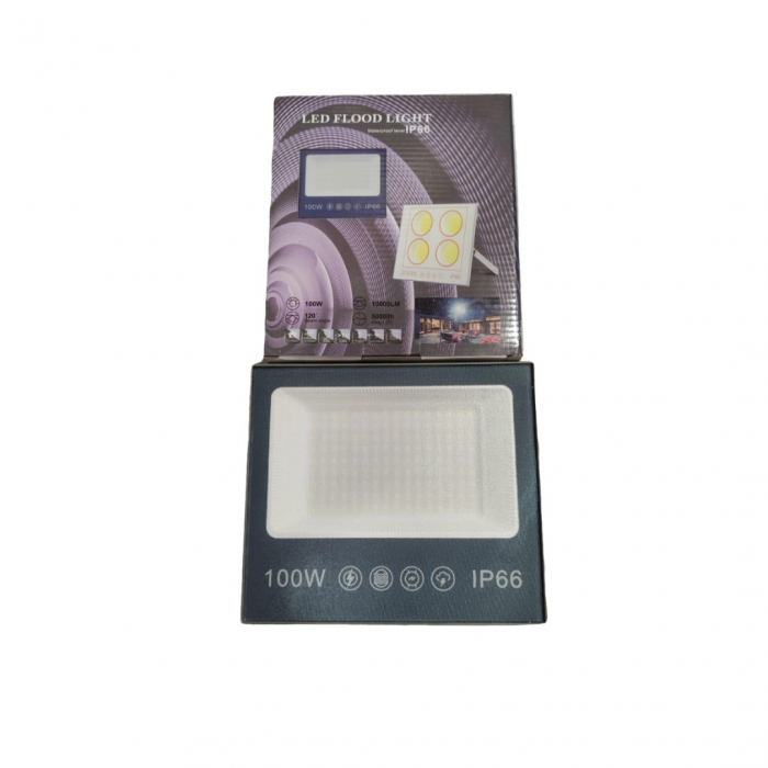 Proiector LED 100W, LED, 220V, subtire, alb rece 6500 K, 3000lm, BZRSH, 17.5 x 20 cm [4]