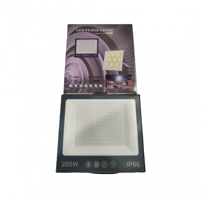 Proiector LED 200W, LED, 220V, subtire, alb rece 6500 K, 5000lm, BZRSH, 23 x 25.5 cm [4]