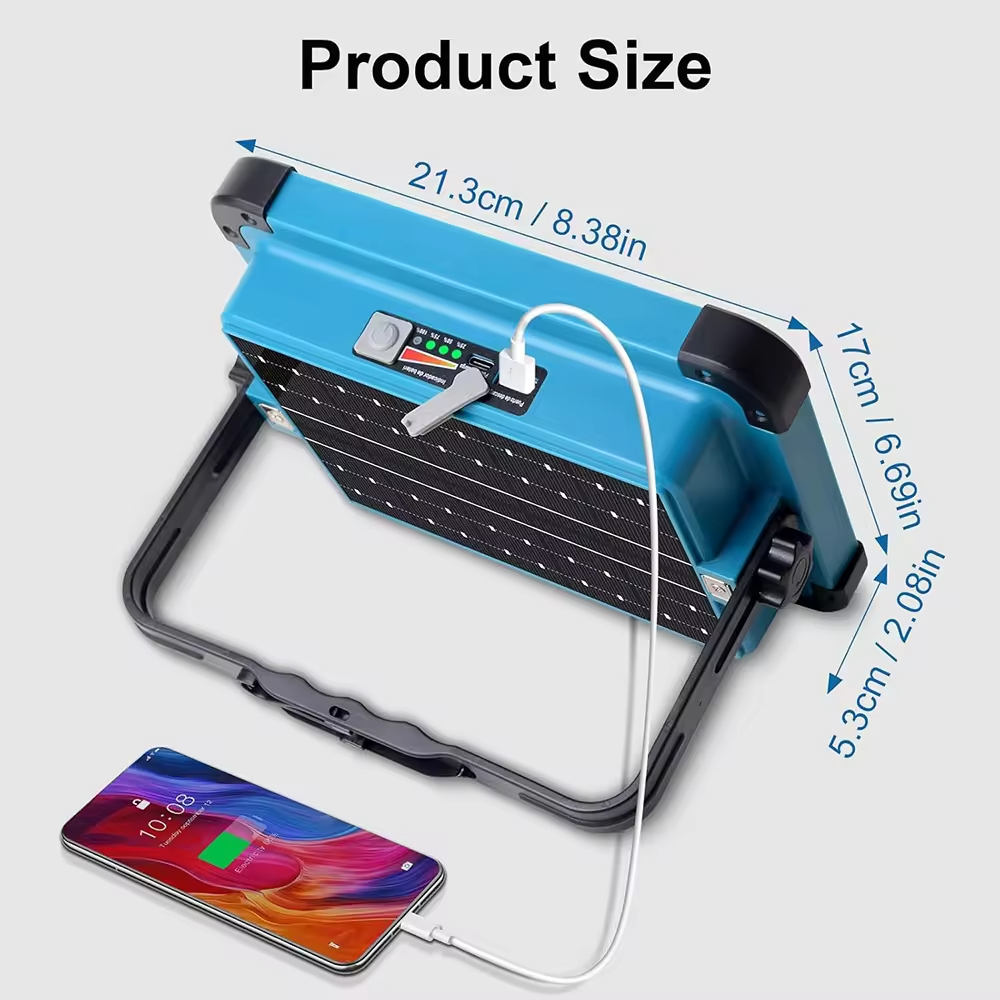 Proiector LED 300W, portabil, IP66, 288LED cu incarcare solara sau USB, acumulatori 7200mAh- [4]