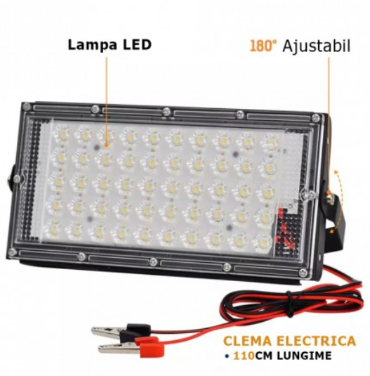 Proiector LED 50W, alimentare baterie 12V [3]