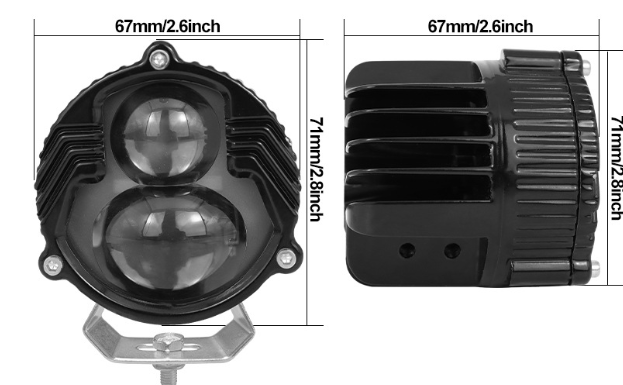 Proiector LED auto OFF-ROAD, 67 mm, 50W, 2 faze, 12V-24V, 6000K, carcasa aluminiu, BZRSH [3]