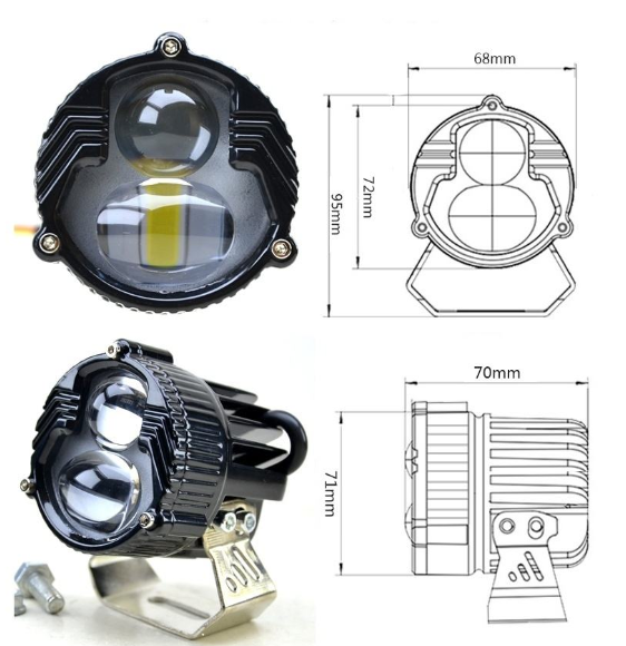Proiector LED auto OFF-ROAD, 67 mm, 50W, 2 faze, 12V-24V, 6000K, carcasa aluminiu, BZRSH [5]