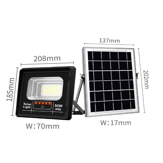 Proiector LED cu Panou Solar BZRSH 50W, 70 LED SMD, Senzor de Lumină, Telecomandă, Indicator Baterie, IP66 [5]