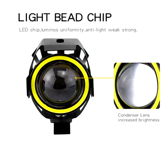 Proiector led moto, ATV, Off Road, cu angel eye, 2 faze si mod stroboscop [5]