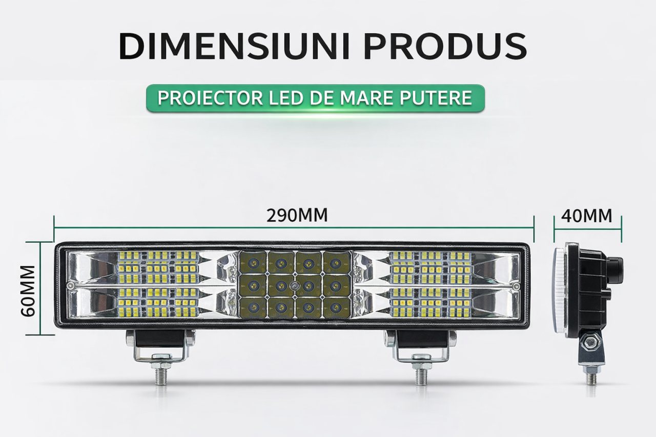 Proiector LED Off-Road BZRSH 60W Alb Rece 6000K Flood+Spot IP68 – Vezi Clar Noaptea [6]