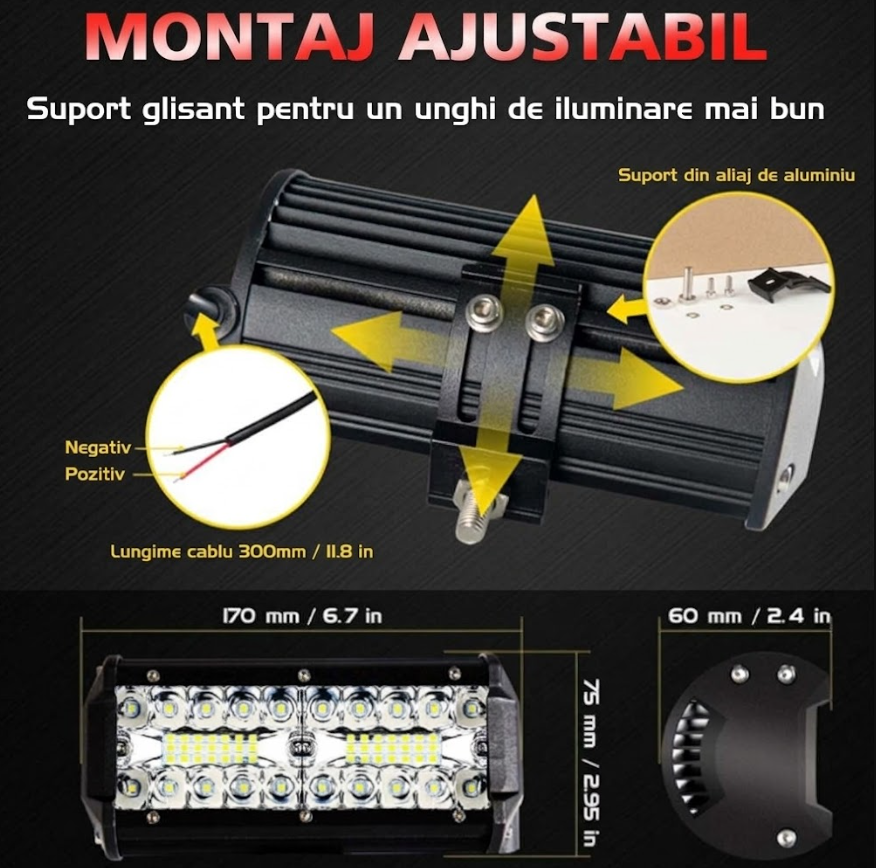 Proiector LED Off-Road BZRSH 6.5 inch Flood, Lumina Alba 6500K, 12V-24V, IP67 [3]