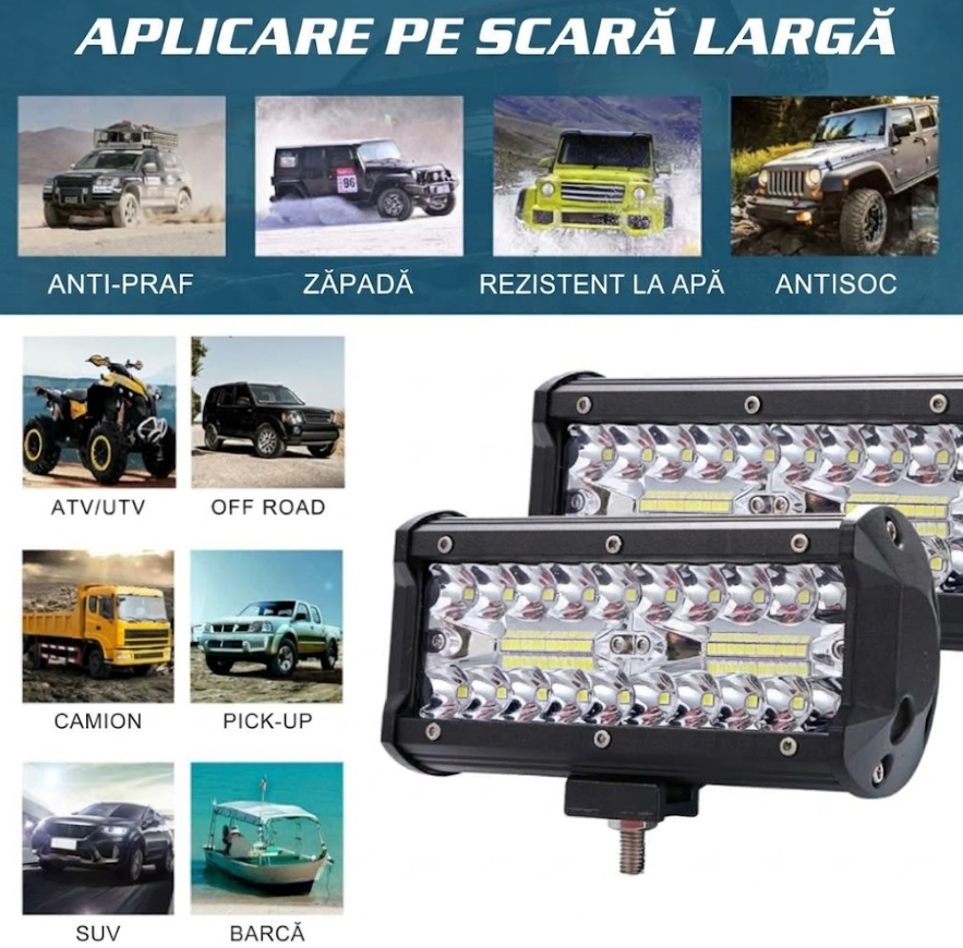 Proiector LED Off-Road BZRSH 6.5 inch Flood, Lumina Alba 6500K, 12V-24V, IP67 [5]