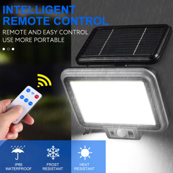 Proiector solar 288LED COB, 50W, senzor de miscare, telecomanda, 3 moduri de iluminare, BZRSH, cablu 4.6 metri [6]
