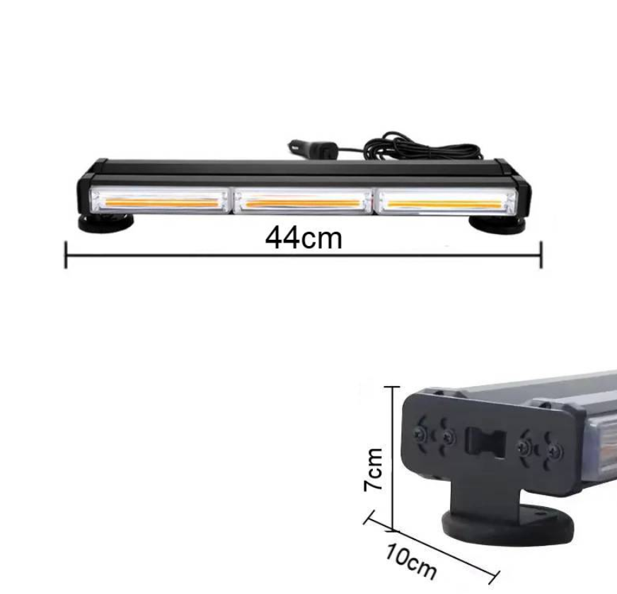 Rampa girofar cu magneti, 44cm cu bara dubla stroboscop, 12V-24V, prindere magnetica, lumina galbena [4]
