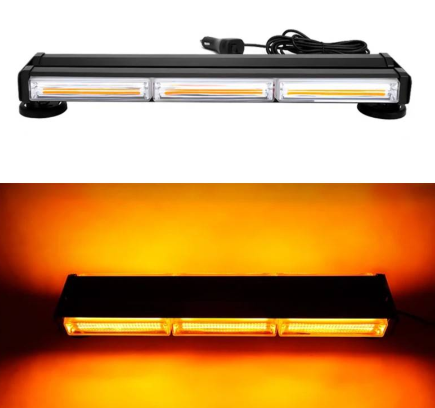 Rampa girofar cu magneti, 44cm cu bara dubla stroboscop, 12V-24V, prindere magnetica, lumina galbena [1]