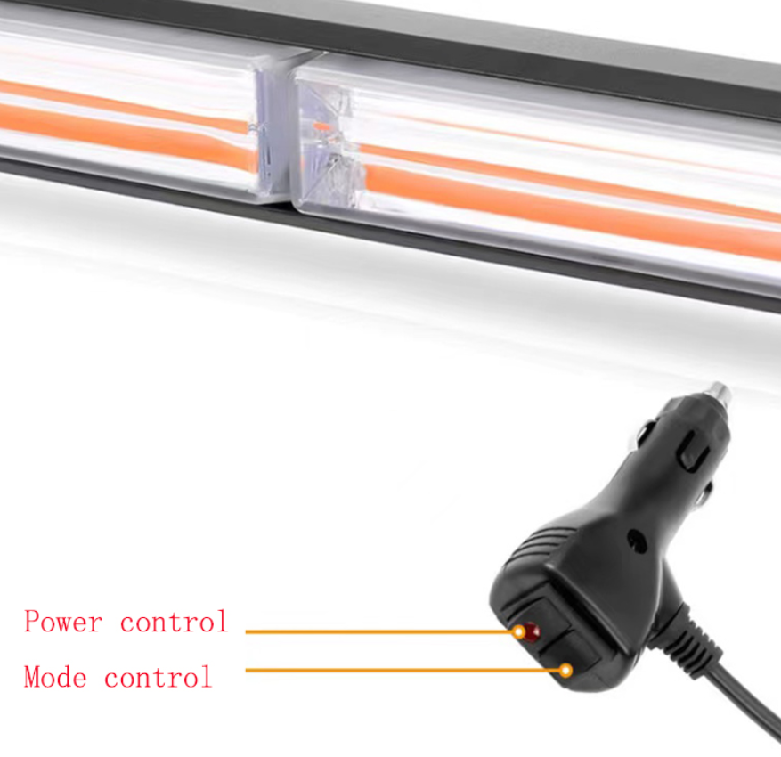 Rampa girofar cu magneti, 44cm cu bara dubla stroboscop, 12V-24V, prindere magnetica, lumina galbena [6]
