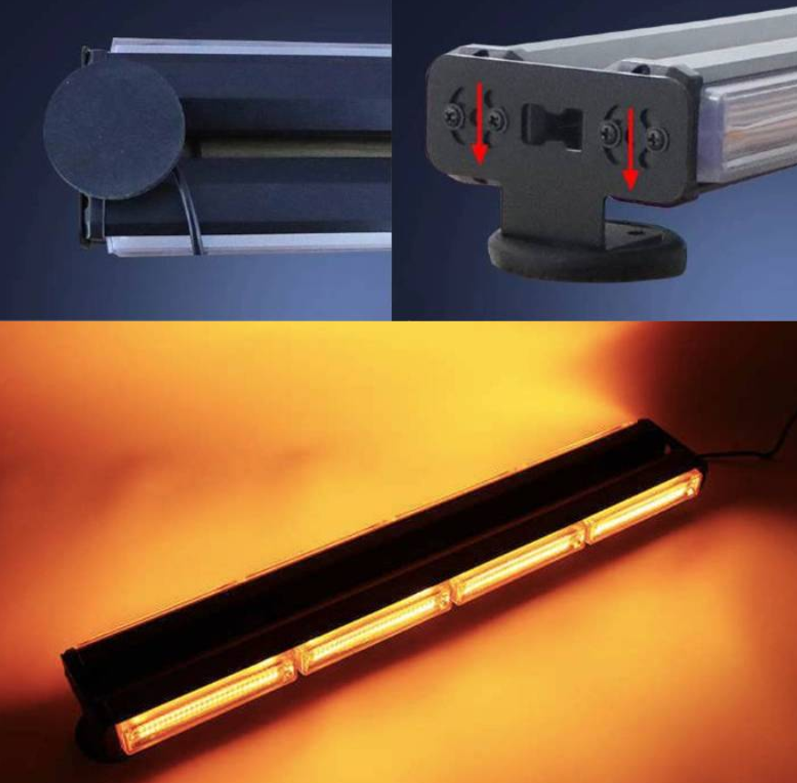Rampa girofar cu magneti, 60 cm cu bara dubla stroboscop, 12V-24V, prindere magnetica, lumina galbena [3]