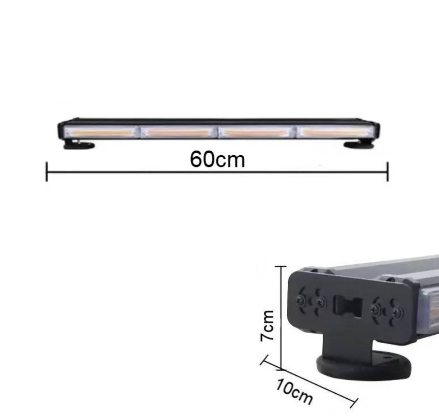 Rampa girofar cu magneti, 60 cm cu bara dubla stroboscop, 12V-24V, prindere magnetica, lumina galbena [6]