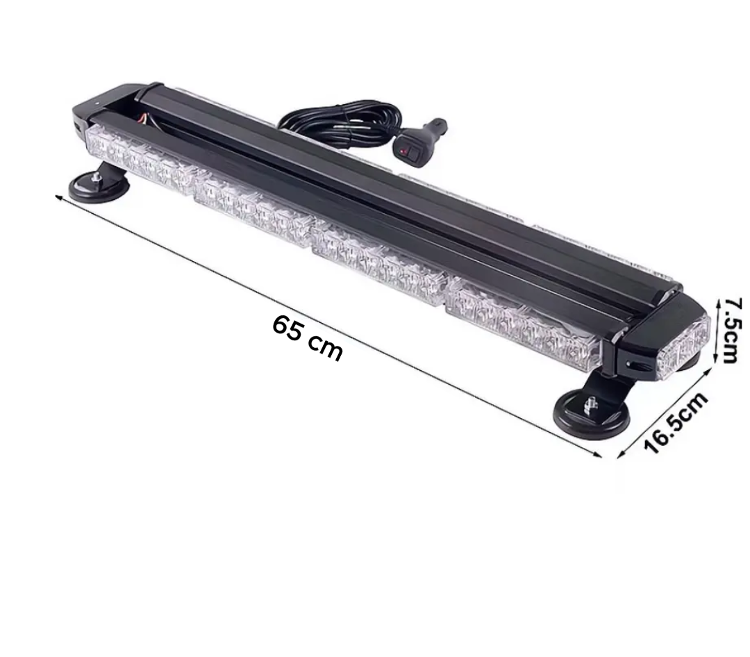 Rampă Girofar LED Dubla Stroboscop BZRSH 65cm, Lumină Galbenă, 14 Moduri, 12-24V [7]