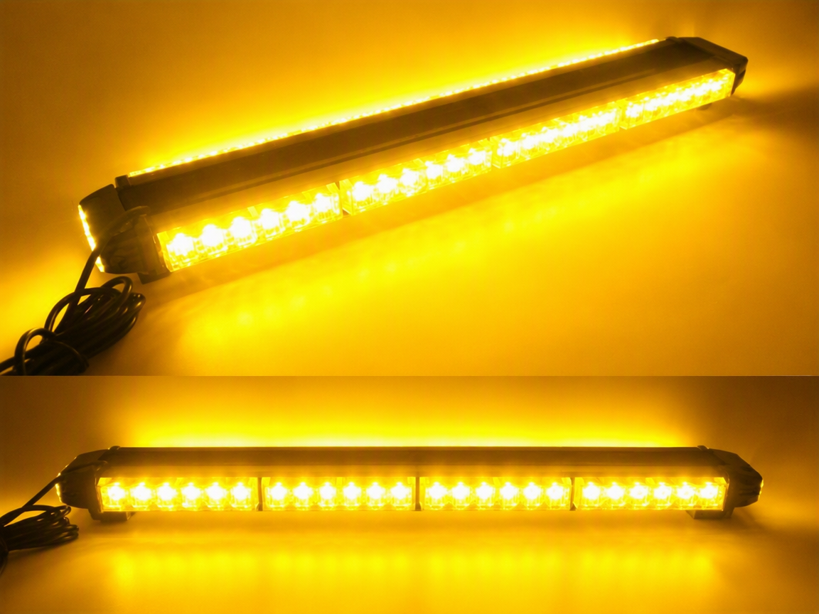 Rampă Girofar LED Dubla Stroboscop BZRSH 65cm, Lumină Galbenă, 14 Moduri, 12-24V [2]