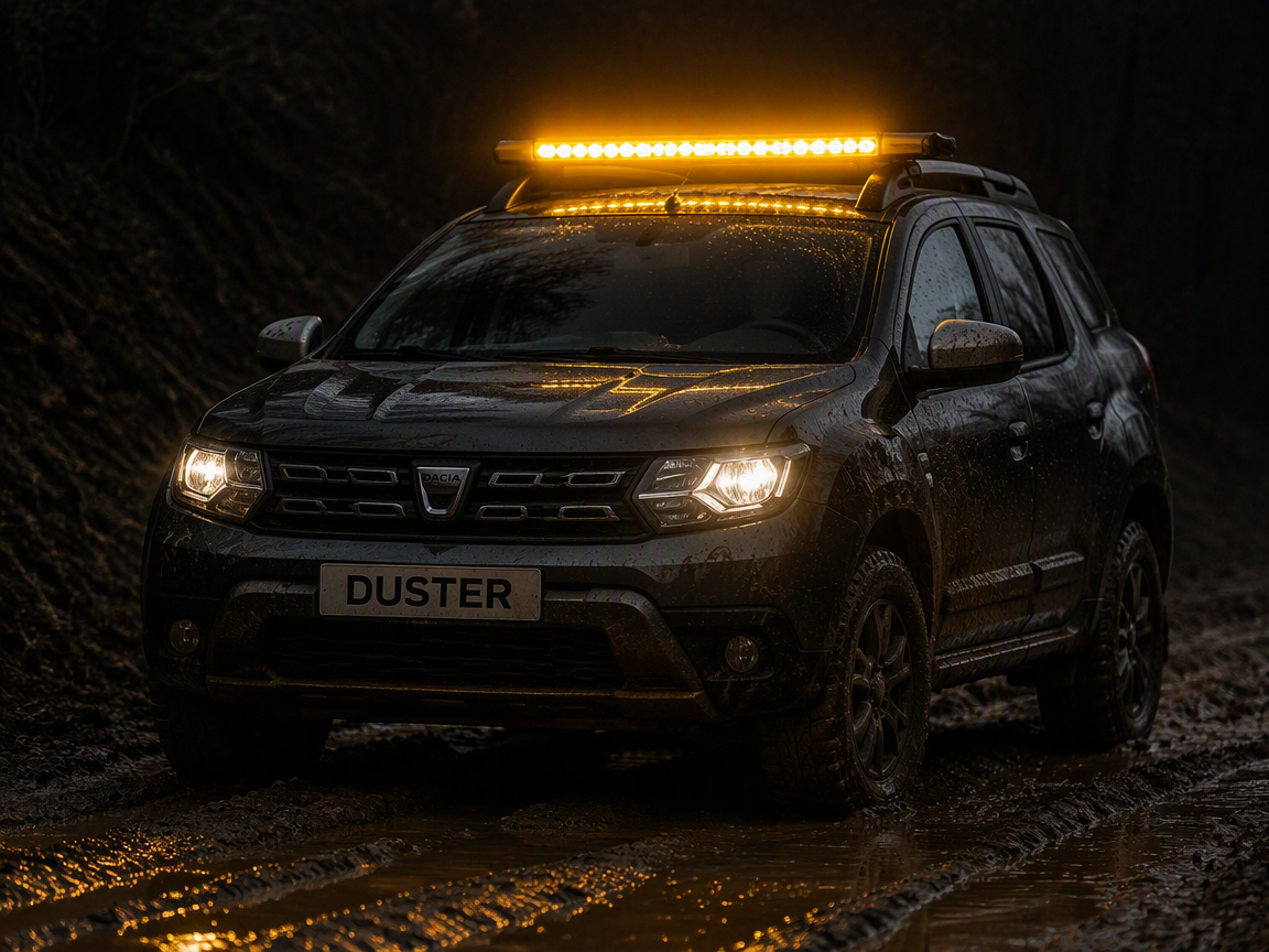 Rampă Girofar LED Dubla Stroboscop BZRSH 65cm, Lumină Galbenă, 14 Moduri, 12-24V [4]