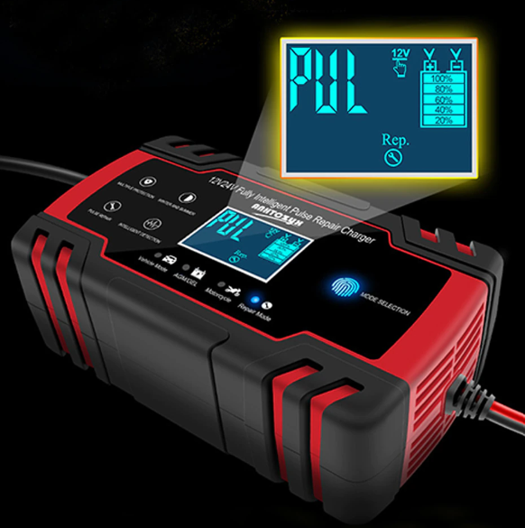 Redresor smart, 12/24V, 5A,10A, Display digital, Rosu/Negru [2]