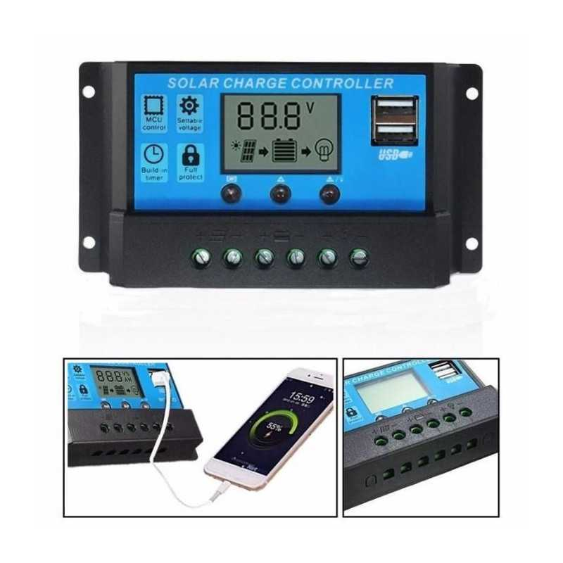 Regulator Controler Solar PWM 10A, 12V24V, 2 X USB Si LCD [4]