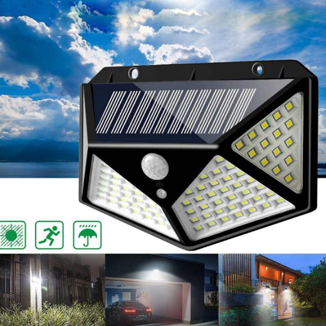 Set 2 x Lampi 100 LED cu panou solar, senzor de miscare, 600LM [2]