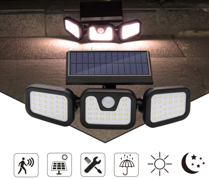Lampa tripla solara 74 LED cu senzor de miscare [2]