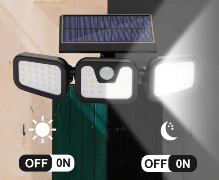 Lampa tripla solara 74 LED cu senzor de miscare [3]