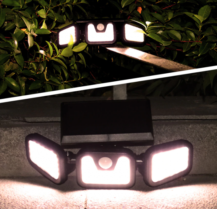Lampa tripla solara 74 LED cu senzor de miscare [5]