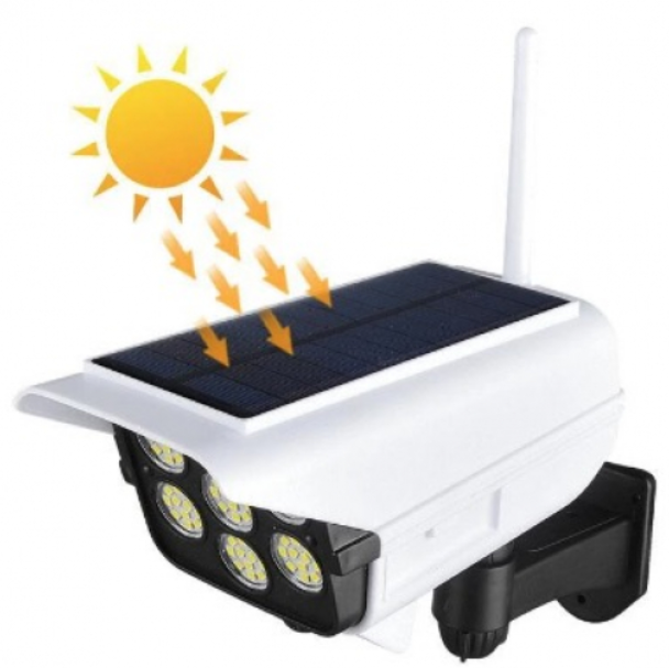 Lampa solara tip camera video falsa, 77 LED, senzor de miscare, telecomanda [3]