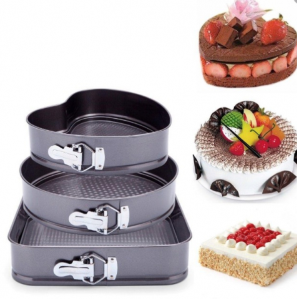 Set 3 forme pentru prajituri si tort, patrata, inima, rotunda [2]
