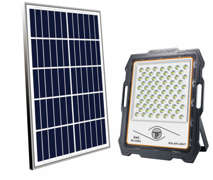 Proiector LED premium cu panou solar si senzor miscare, 100W, 82 LED, telecomanda [3]