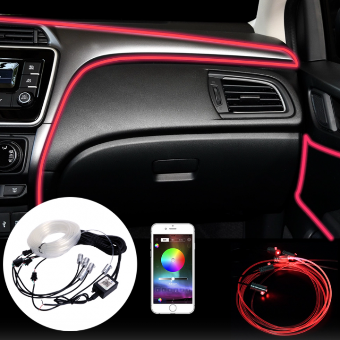 Banda LED auto, lumina ambientale , 6M, aplicatie mobil, 4 module [2]