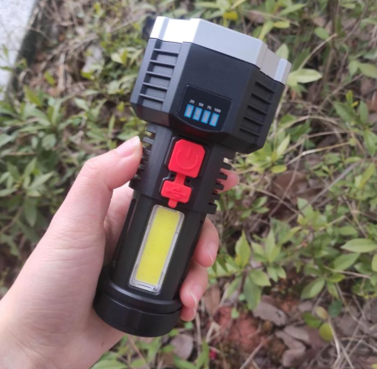 Lanterna de mana 5 LED + 1 LED COB lateral, super luminoasa, 1200 mAh, incarcare USB, afisaj baterie [2]