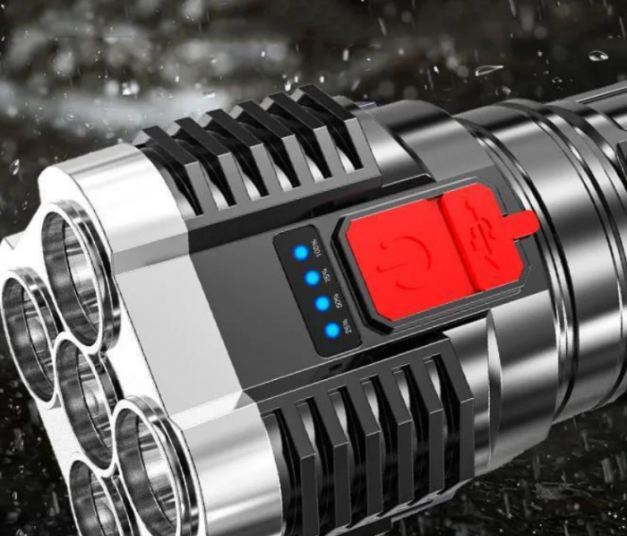 Lanterna de mana 5 LED + 1 LED COB lateral, super luminoasa, 1200 mAh, incarcare USB, afisaj baterie [5]