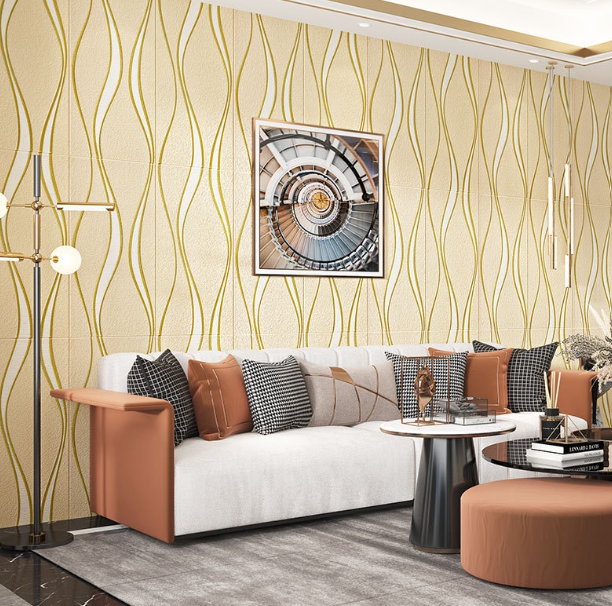Set 10 x Placi de tapet 3D, autoadeziv/autocolant, spuma moale, design modern, pentru interior, [2]