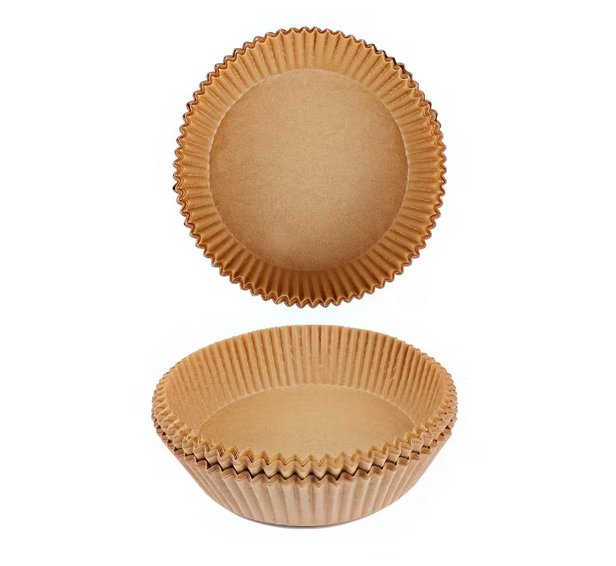 Set 100 hartii de copt pentru AirFryer, Rotund, 20 x 4.5 cm, Maro, TopBazar [2]