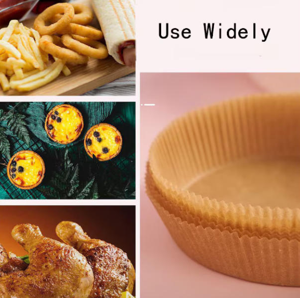 Set 100 hartii de copt pentru AirFryer, Rotund, 20 x 4.5 cm, Maro, TopBazar [4]