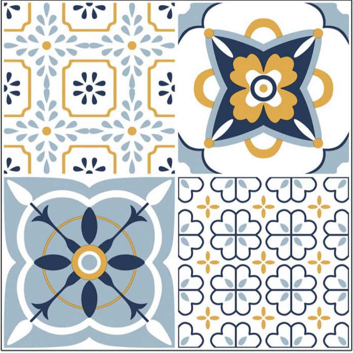 Set 12 placi autocolante din vinil, 30x30 cm, rezistente la apa, model floral multicolor [2]