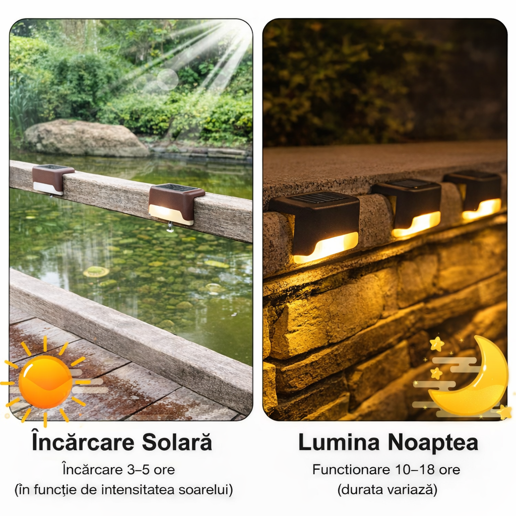 Set 16 lampi solare cu senzor de lumina pentru gard, scari sau balustrada. negru [3]