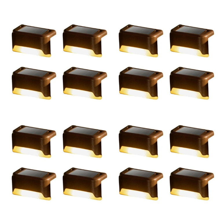 Set 16 lampi solare pentru trepte, gard, iluminare LED, lumina calda, 5W, 8x4.5x4.4 cm, BZRSH [1]