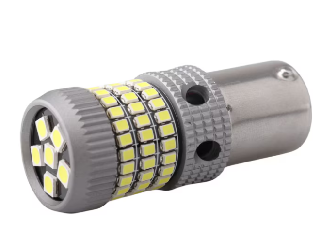 Set 2 Becuri auto LED 12V, 1156, BA15S P21W 180°, 78LED, Alb Rece, Marsarier, Lumini de zi, Pozitii, BZRSH [2]