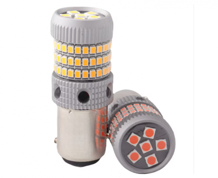 Set 2 Becuri auto LED 12V, 1156, BA15S P21W 180°, 78LED, Alb Rece, Marsarier, Lumini de zi, Pozitii, BZRSH [3]