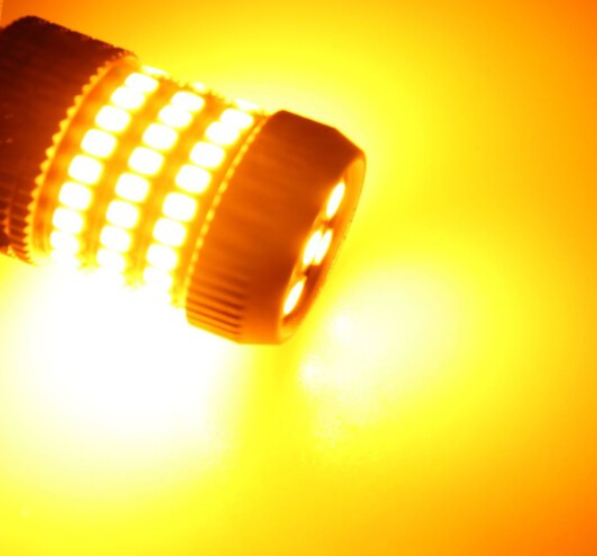 Set 2 Becuri auto LED 12V, 1156, BA15S P21W, 78LED, Galben, Semnalizare, Lumini de zi, Pozitii, BZRSH [5]